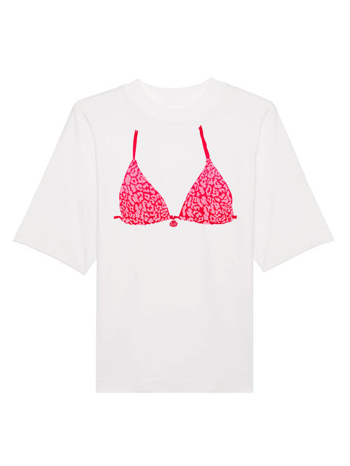 Crewneck Oversized T-shirt Leopard Bikini Red